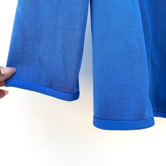 St. John Open Front Santana Knit Blazer Jacket Electric Blue Collared 0 Cobalt - Picture 7 of 8